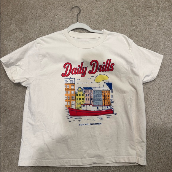Daily Drills Tops - Daily Drills Cream Cotton Tee
